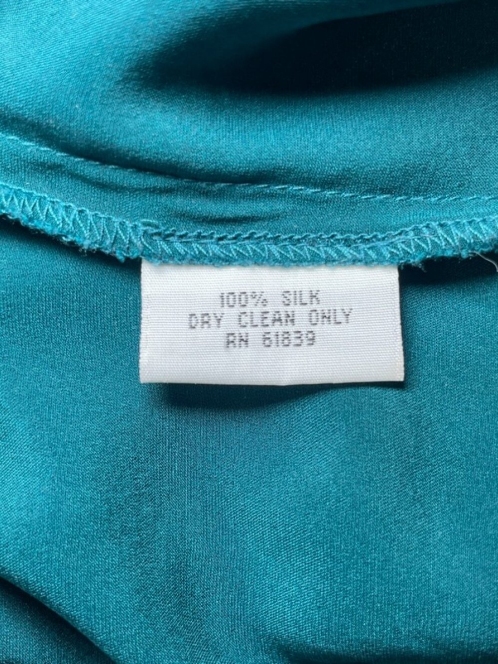 JON Vintage 100% Silk Teal Blouse, Size 4 - Picture 5 of 9